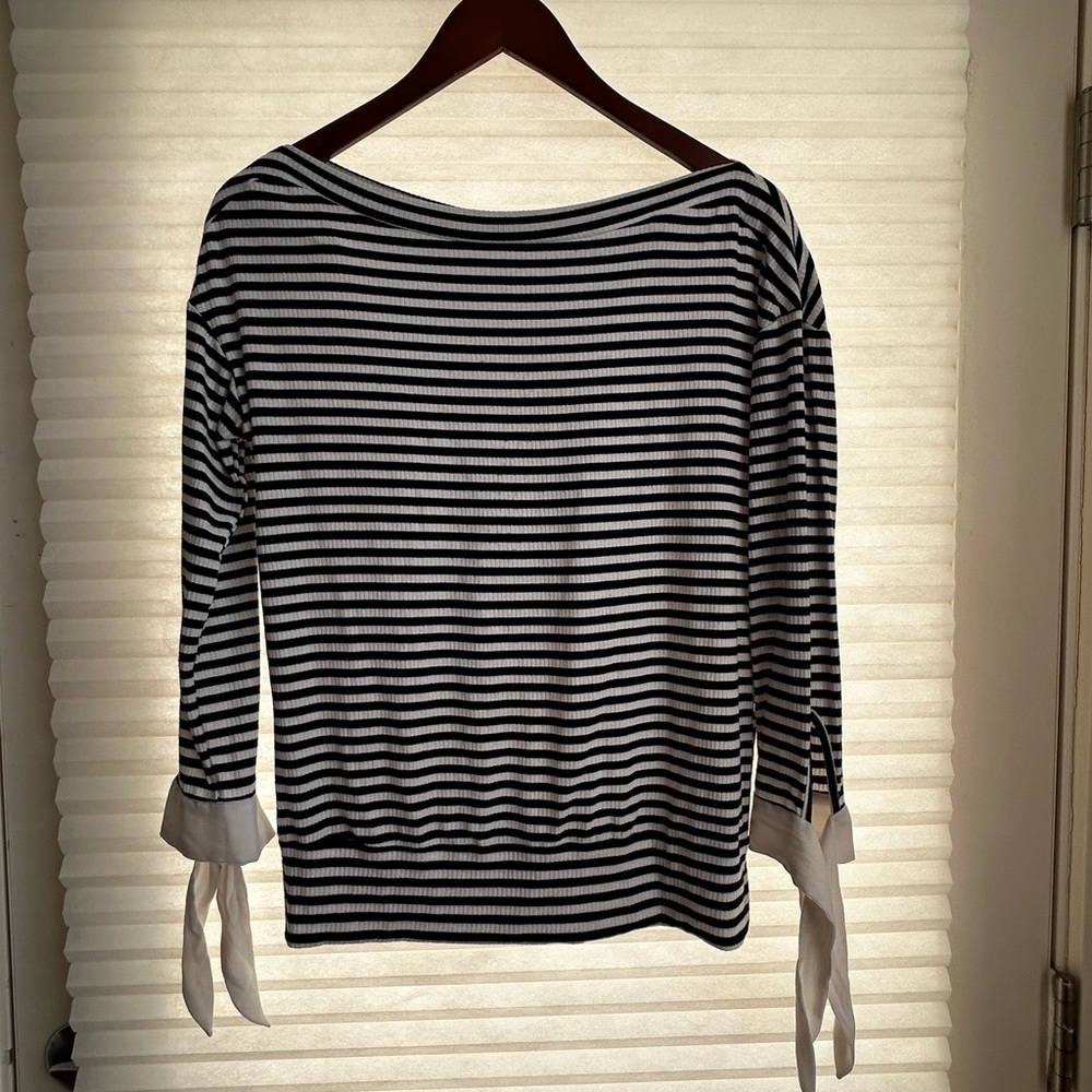 Stella & Dot Black and White Striped Blouse